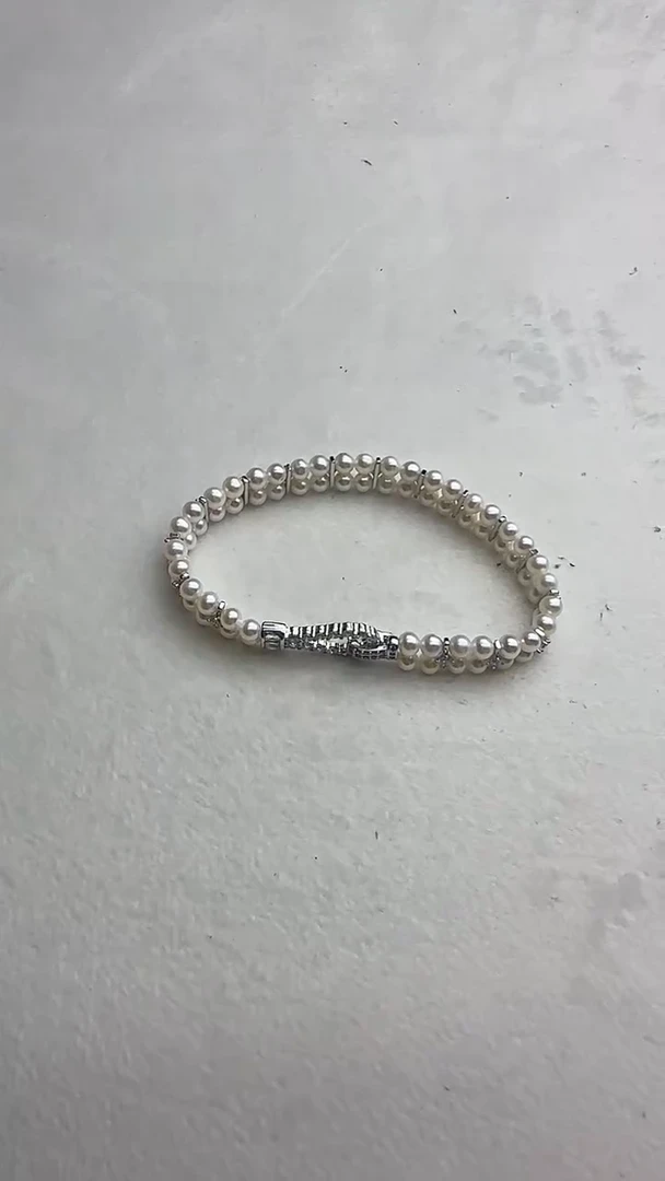 合金手链淡水珍珠9号 4-5mm双层极光珍珠手链