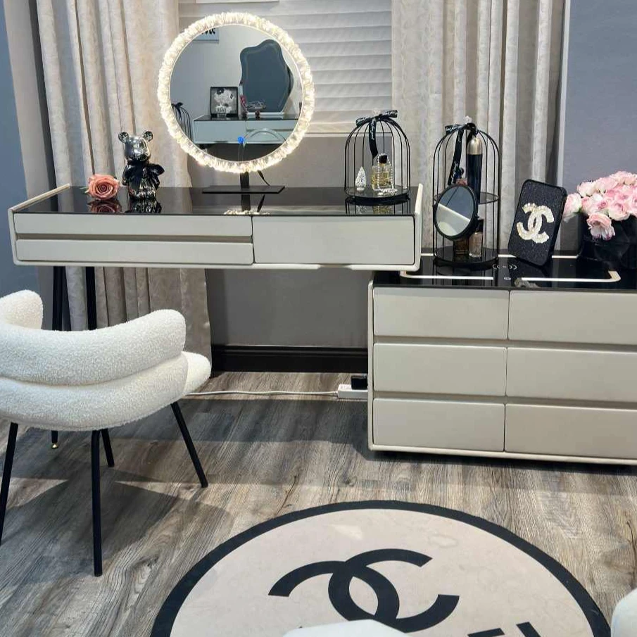 梳妆台全实木智能无线充电卧室高级感现代极简轻奢斗柜一体化妆桌