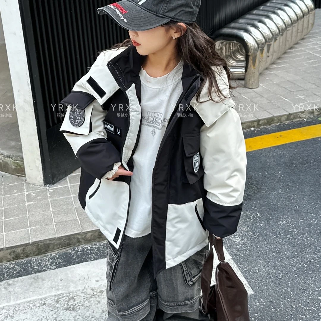 女童羽绒服冬装冲锋衣2024新款三防风衣儿童外套