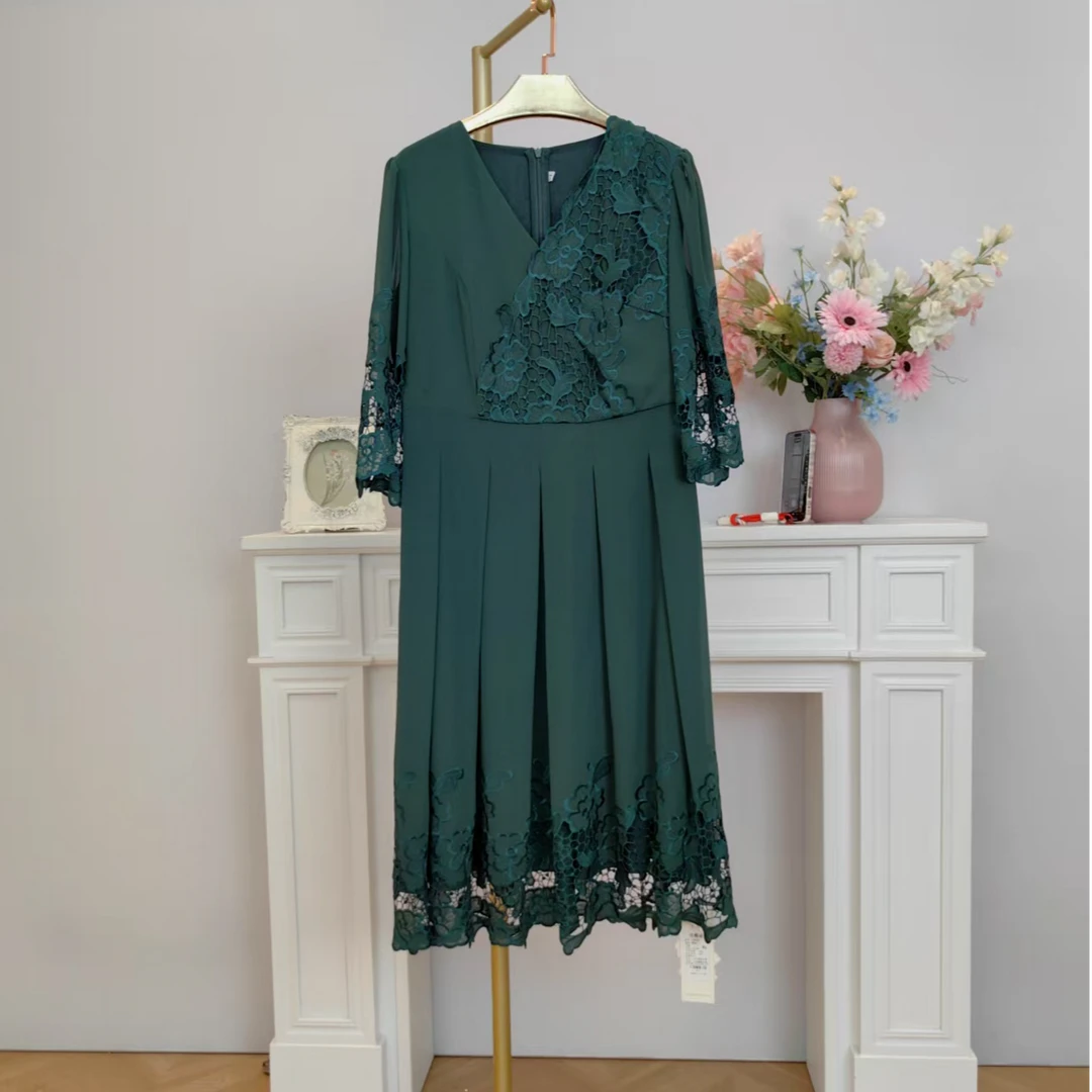 福利款连衣裙L8239订位镂空刺绣蕾丝气质黑色复古拼接爆款宠粉款