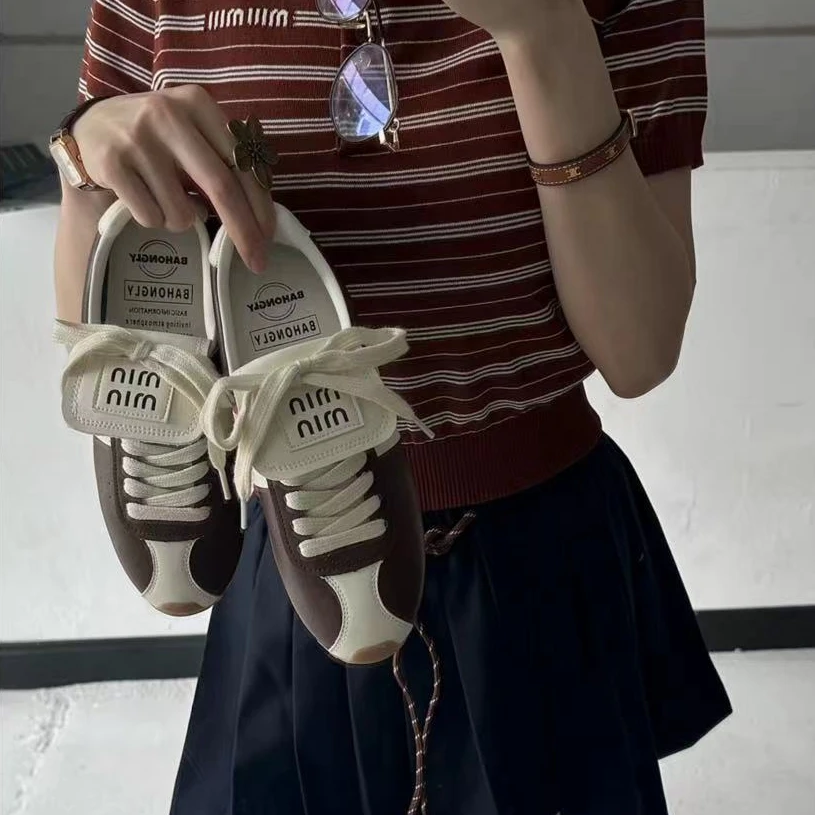 VEEFSHOW 188-2 透气车缝线小白鞋日式百搭休闲阿甘鞋女鞋学院风