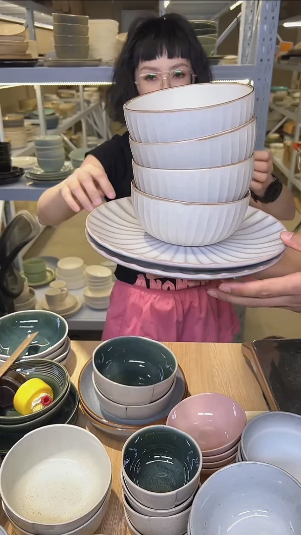 瓷500外贸尾货高温釉下彩陶瓷餐具默认微瑕