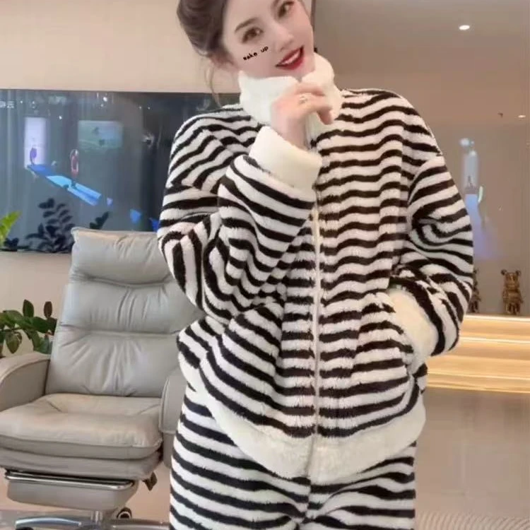 【反季浮力】睡衣女秋冬款加绒加厚珊瑚绒套装保暖家居服女士可外穿