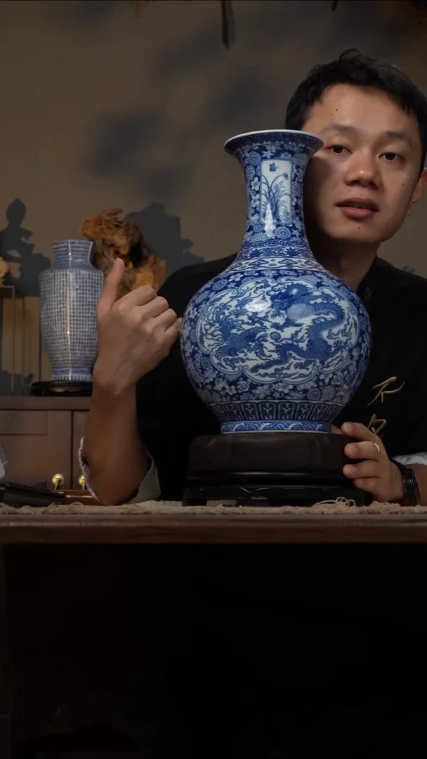 摆件WN问泥景德镇陶瓷花瓶摆件