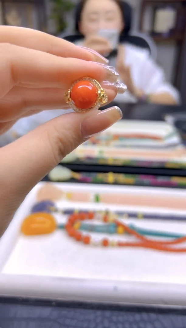 翡翠戒指银S925镀金镶嵌DIY款J128