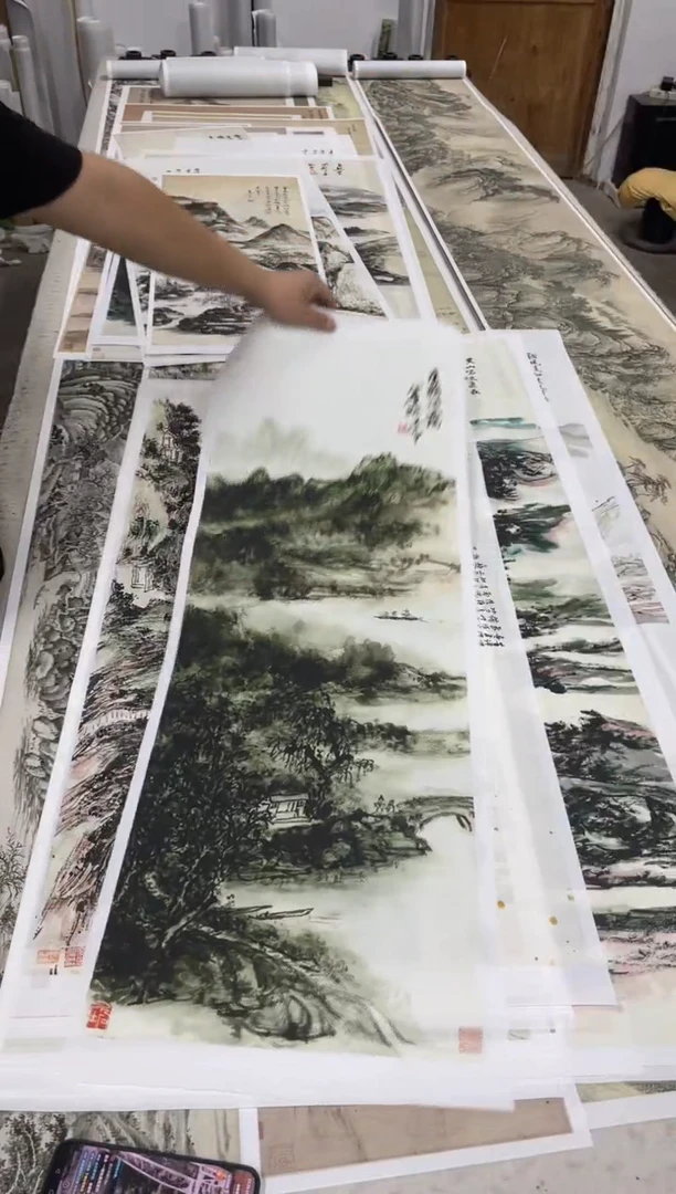 黄宾虹 溪桥烟霭 微喷复刻