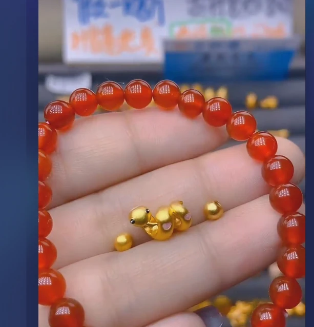 足金999卷蛇+卡4古2颗玛 瑙/多样性发