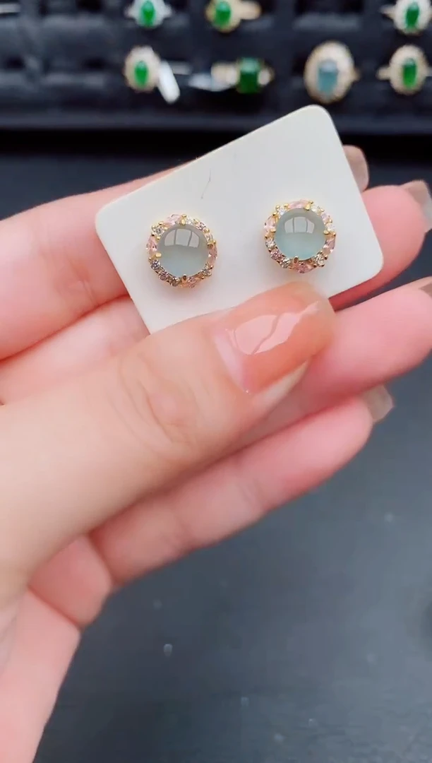 翡翠银S925镶嵌耳饰天然a货翡翠138