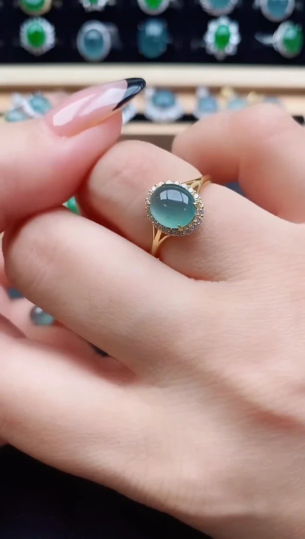 翡翠戒指银S925镶嵌508500