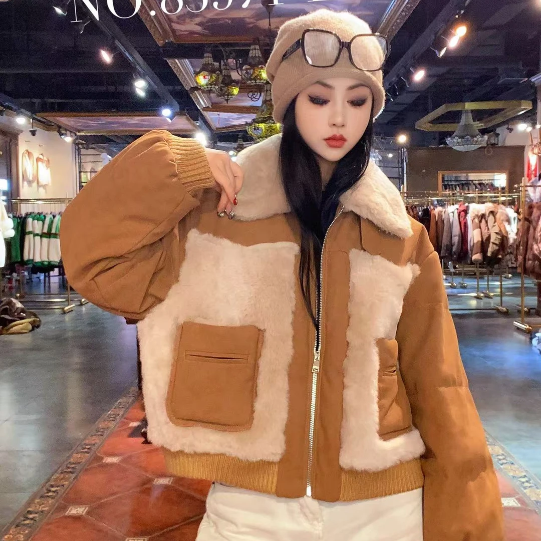 【CY】 83971-E 2024冬季新款时尚轻奢鹅绒服配皮毛一体皮草外套