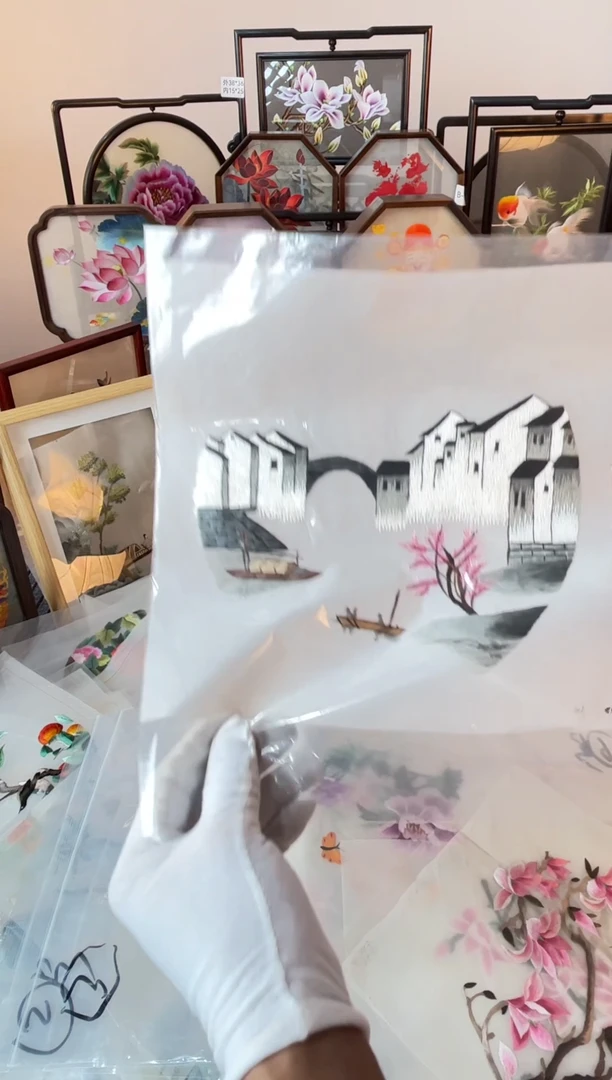 织绣纯手工苏绣双面绣绣布4