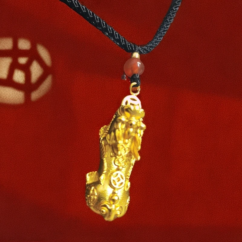 黄金999金珠.玛瑙珠子时尚合金霸王大貔貅吊坠