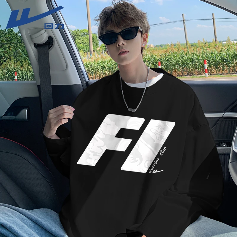 回力美式休闲长袖t恤男士潮流潮牌新款圆领百搭上衣潮男宽松秋衣