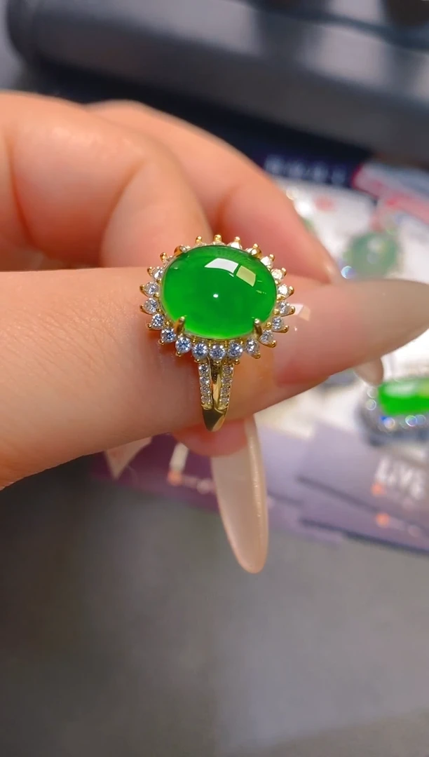 翡翠银S925镶嵌耳饰天然