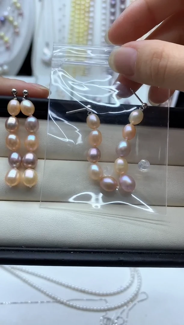 银S925镶嵌淡水珍珠耳饰耳环多样性发其一