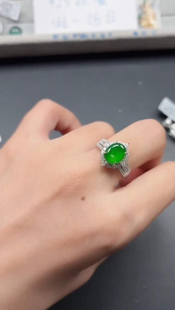 银S925镶嵌戒指翡翠11111