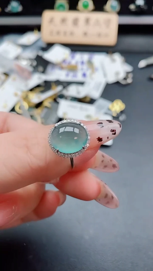 银S925镶嵌戒指翡翠1