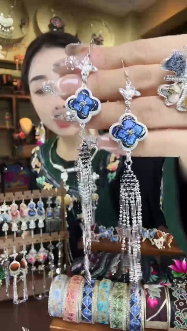 刺绣非遗刺绣民族风耳环