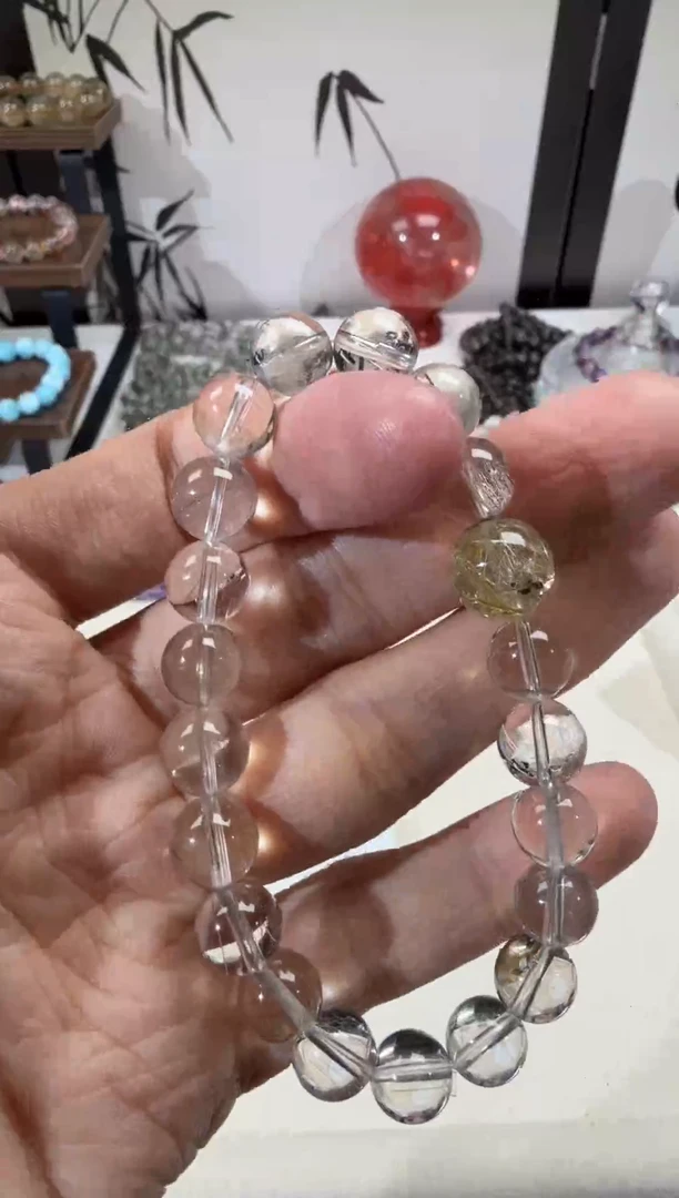 未镶嵌手串水晶SJ-84白兔毛+金发晶手串