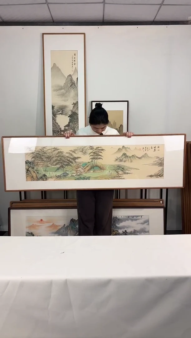 国画手绘*溪山雅集*52*172cm