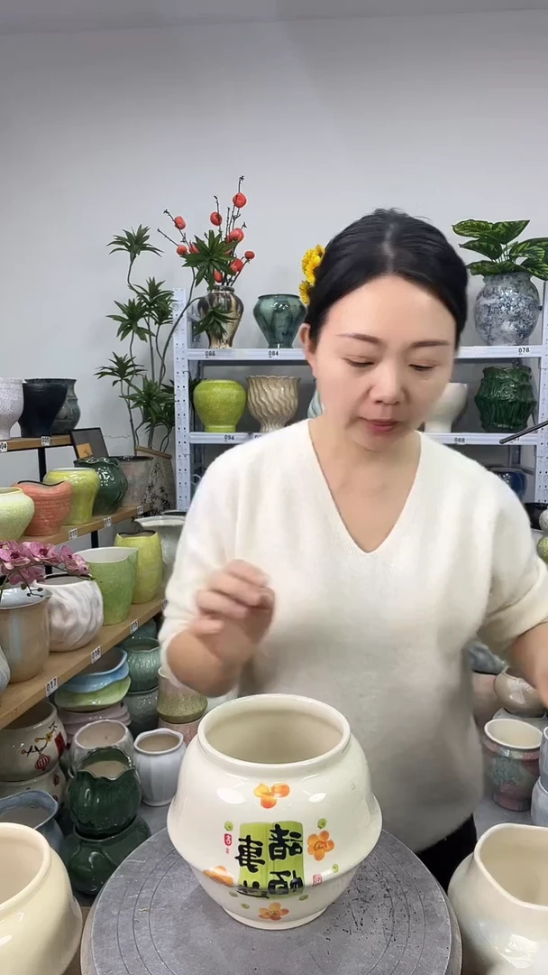 11.21陶瓷花盆直播链接高.    16  口12