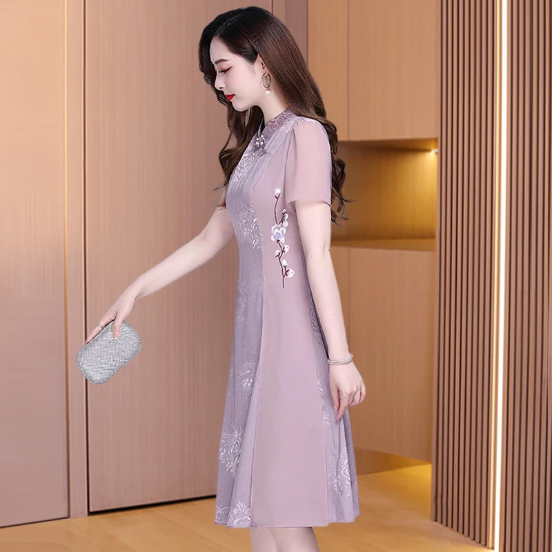 喜婆婆婚宴改良旗袍连衣裙子2025新款女夏年轻款高端妈妈国风礼服