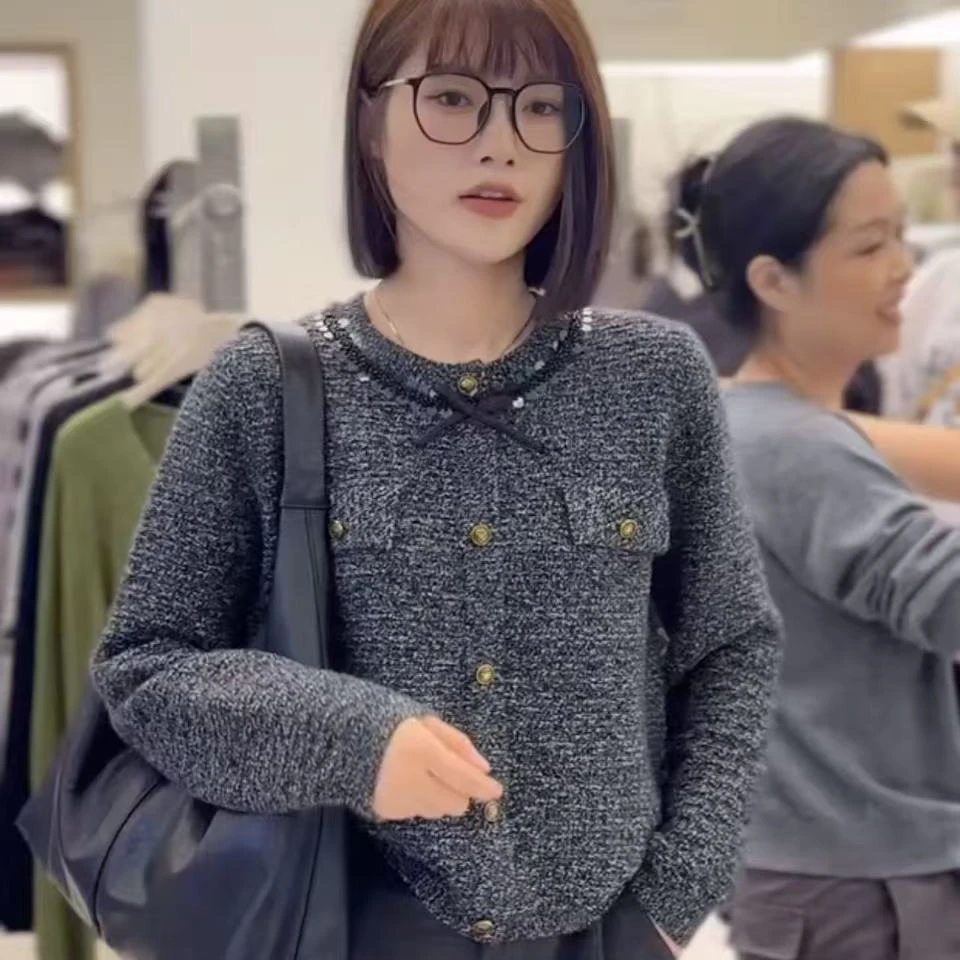 UN女装 慵懒风长袖针织圆领毛针织衫休闲毛衣93165