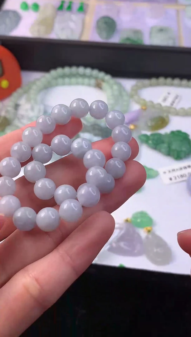 【闪购商品】翡翠裸石翡翠A货淡紫手链