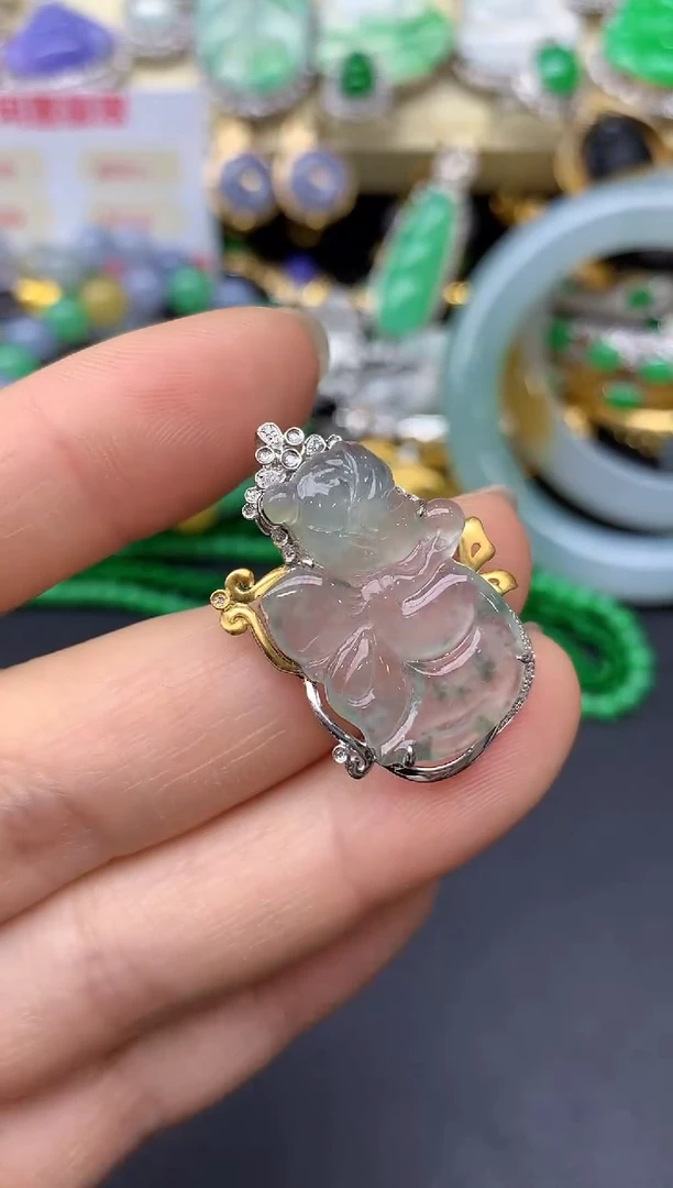 颈饰18K金镶嵌翡翠220-翡翠雪姐天天见