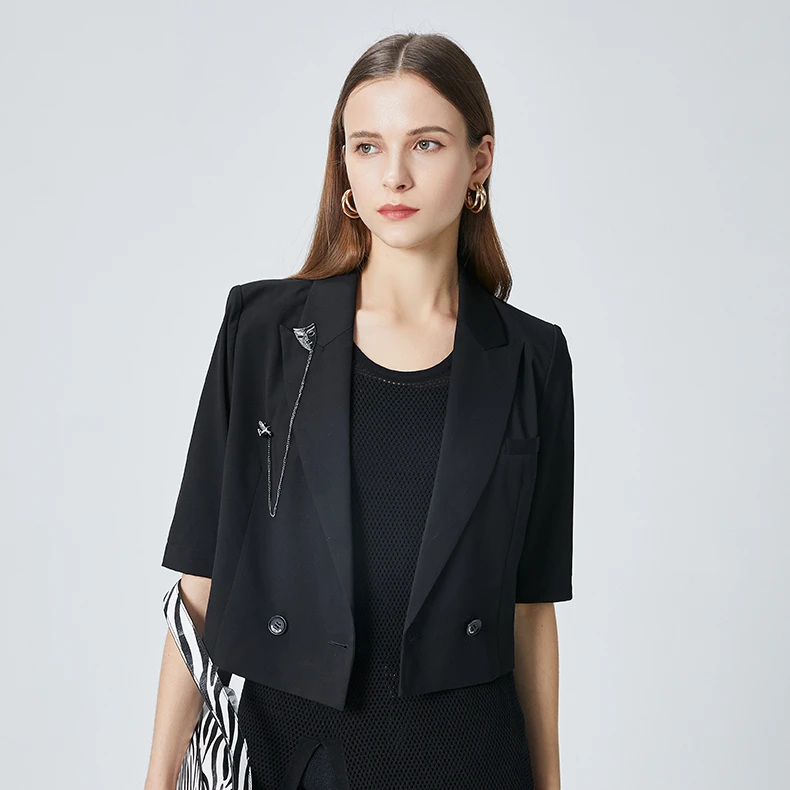 【珊珊专属】短袖西装夏季设计感休闲单排扣外套420008-96298