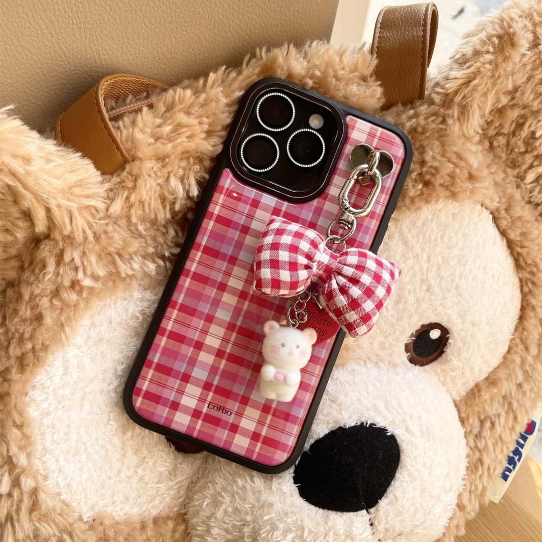 LoRio适用苹果16/15promax手机壳黑边滴胶iphone14pro新年红格子