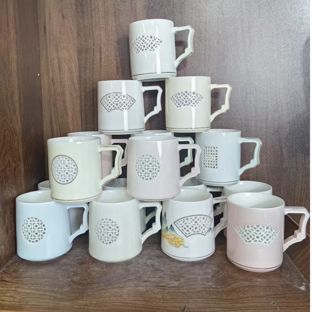 A778不固定一对景德镇制陶瓷玲珑办公杯一对