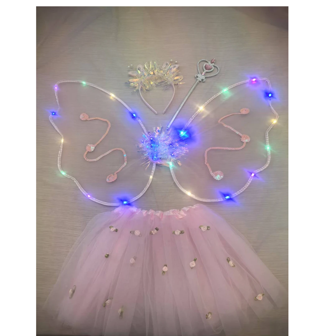 发光蝴蝶翅膀天使翅膀背饰魔法仙女公主玩具小女孩演出道具礼物