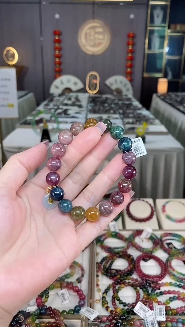 未镶嵌老矿色标彩虹单圈手串11mm+碧玺hon多样性发货一条