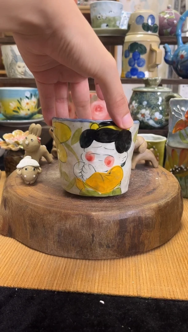 杯子手绘高温釉下陶瓷