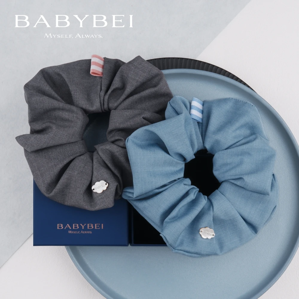 BABYBEI/初贝西西母贝大肠发圈条纹云朵贝优雅气质时尚学院风灰蓝