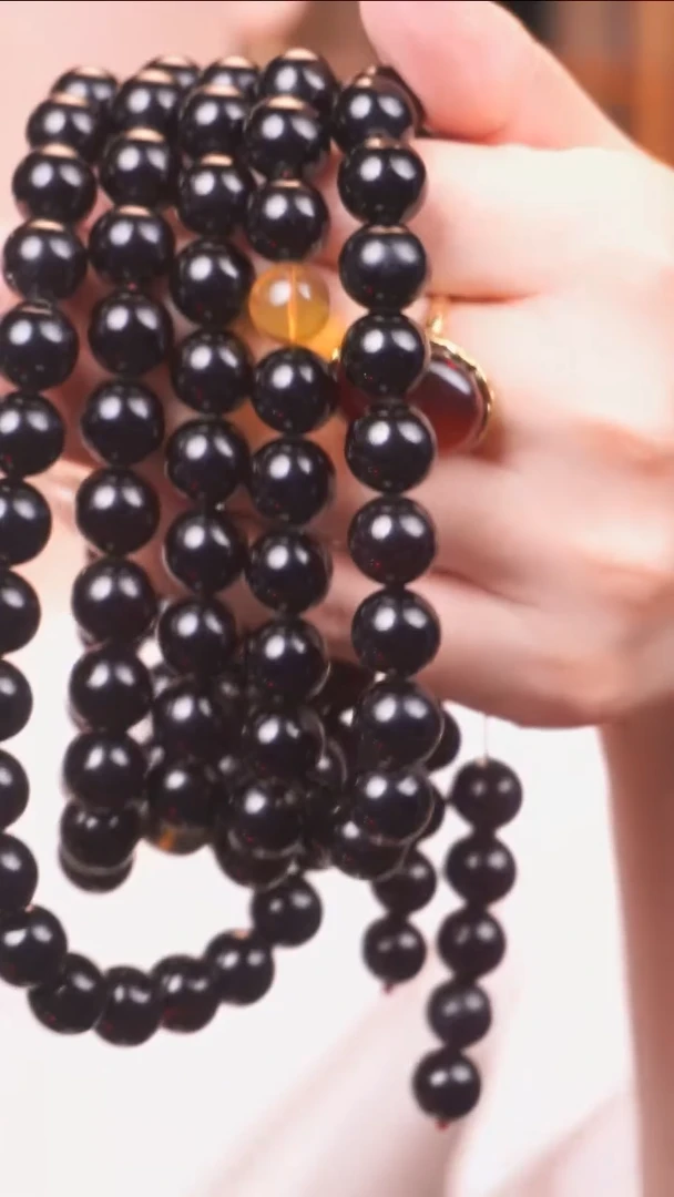 未镶嵌颈饰琥珀翳珀108珠10mm