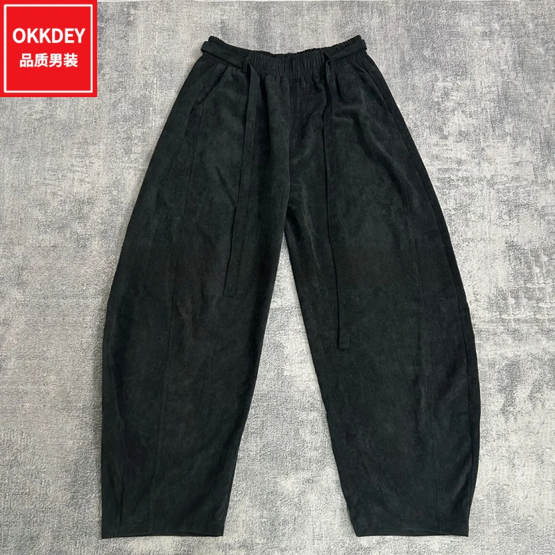 慵懒风男装宽松休闲裤子潮牌新款男士高端轻奢弯刀裤帅气百搭长裤