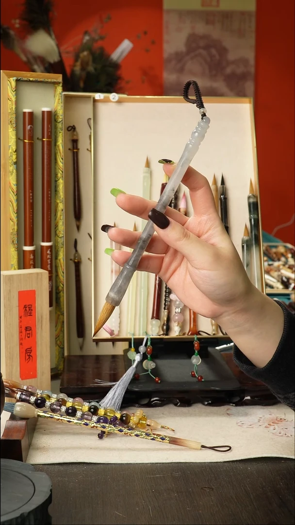 孤品高货毛笔链接 清水试笔 蘸墨不退