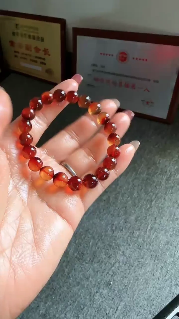 未镶嵌琥珀手链 规格9血珀灵草珀手串#52