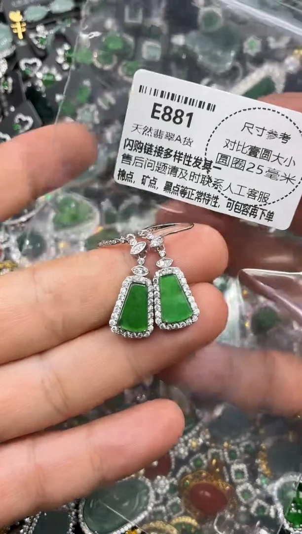 颈饰未镶嵌翡翠E881耳钩