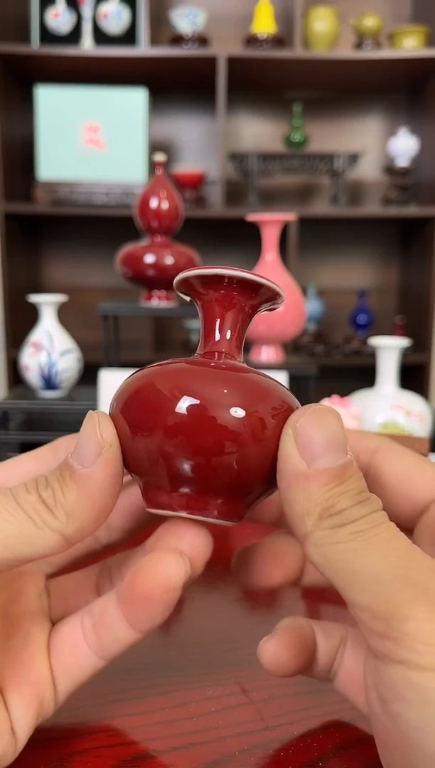 摆件瓷12.9晚小花瓶摆件（手工制品默认微瑕）