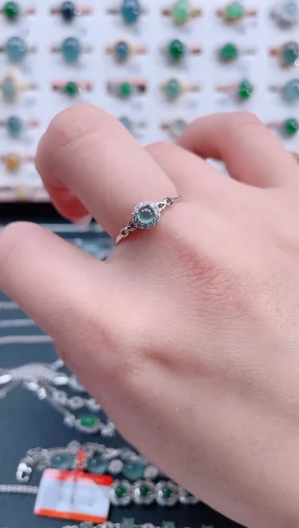 银S925镶嵌戒指翡翠天然翡翠