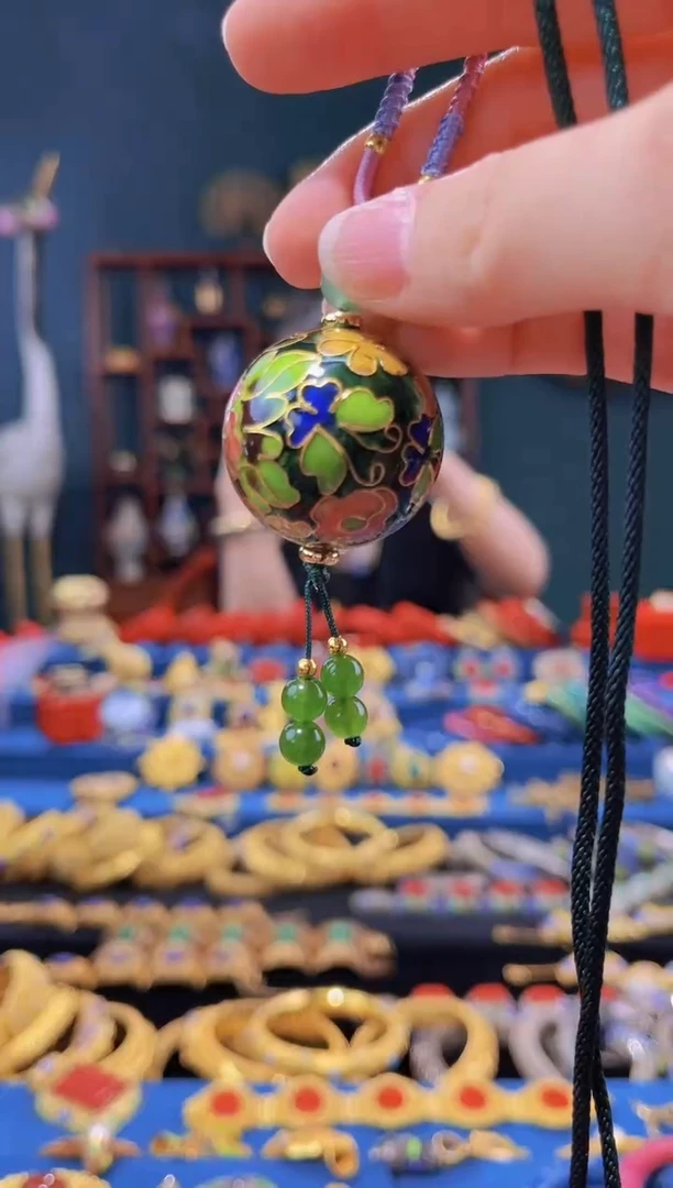 【闪购商品】景泰蓝3.0大珠项链墨绿色