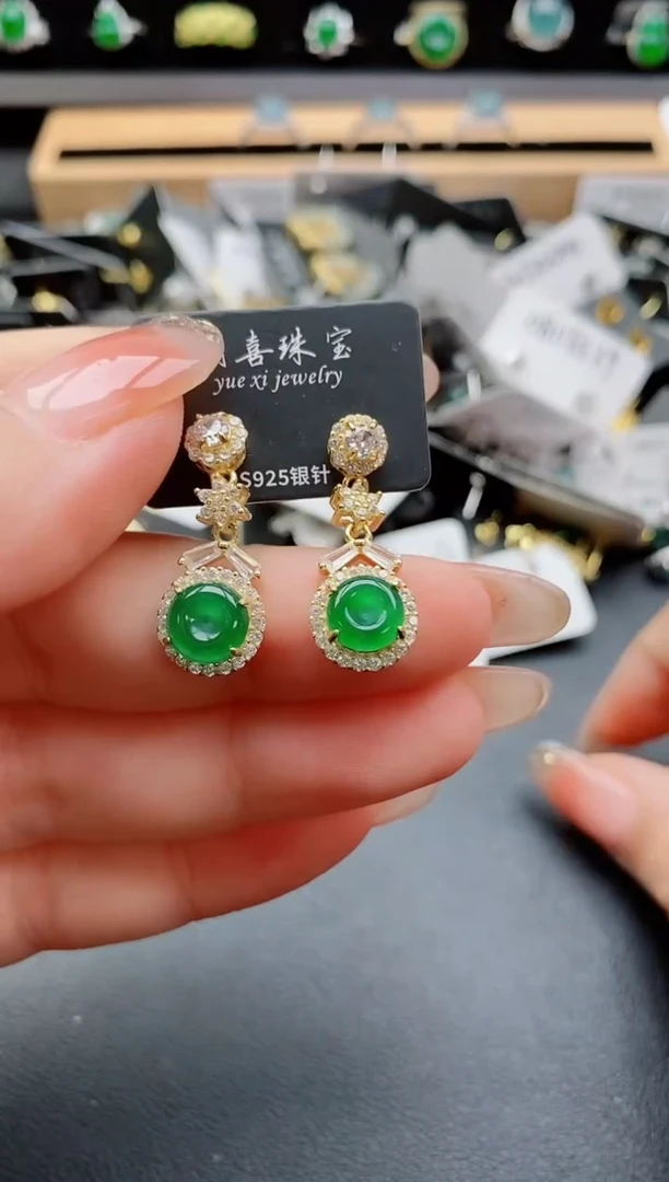 银S925镶嵌戒指翡翠1