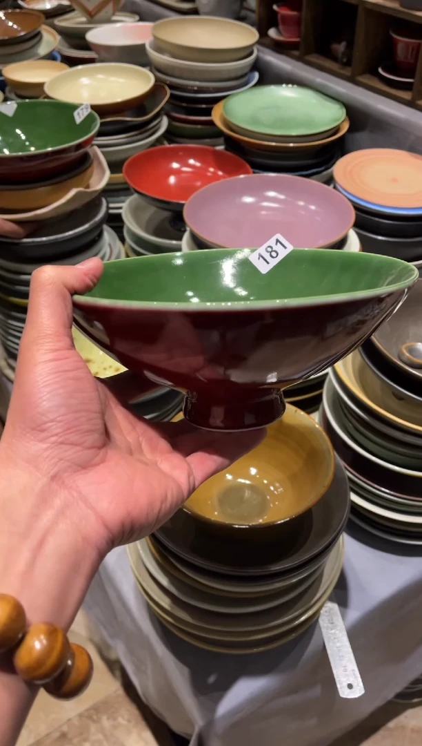 【闪购商品】瓷片181 微瑕外红内绿斗碗1个