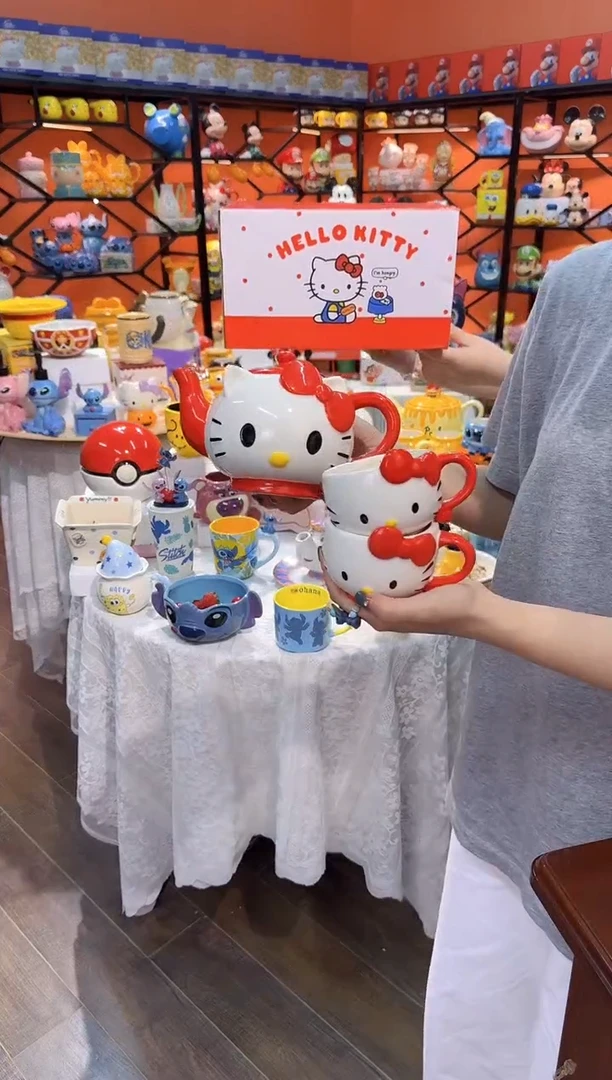瓷片@@凯特猫一壶二杯（陶瓷）