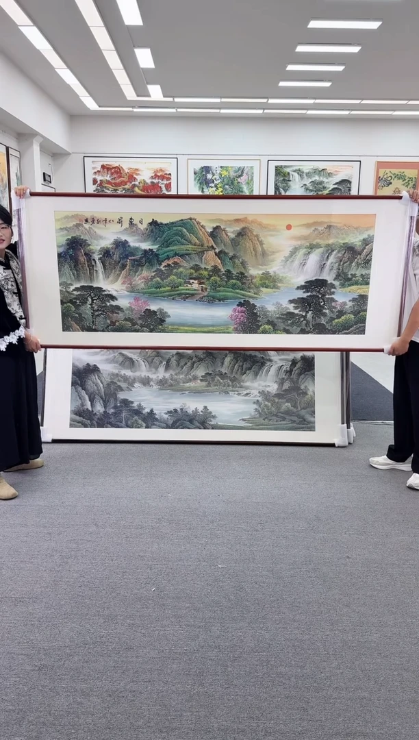 国画手绘   219*88 旭日东升