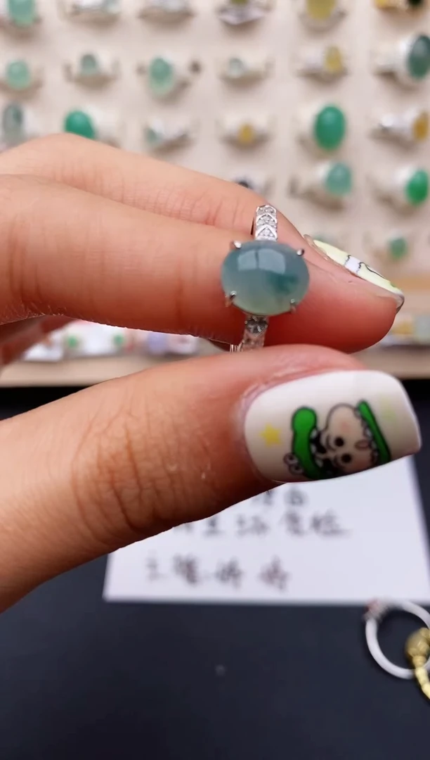 【闪购商品】翡翠戒指银S925镶嵌缅甸翡翠