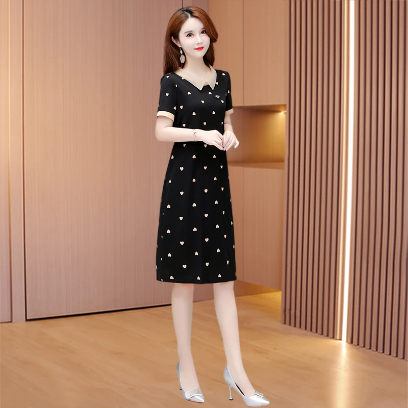 拉夏贝尔波点连衣裙2025新款洋气高端气质小个子中年妈妈显瘦裙子